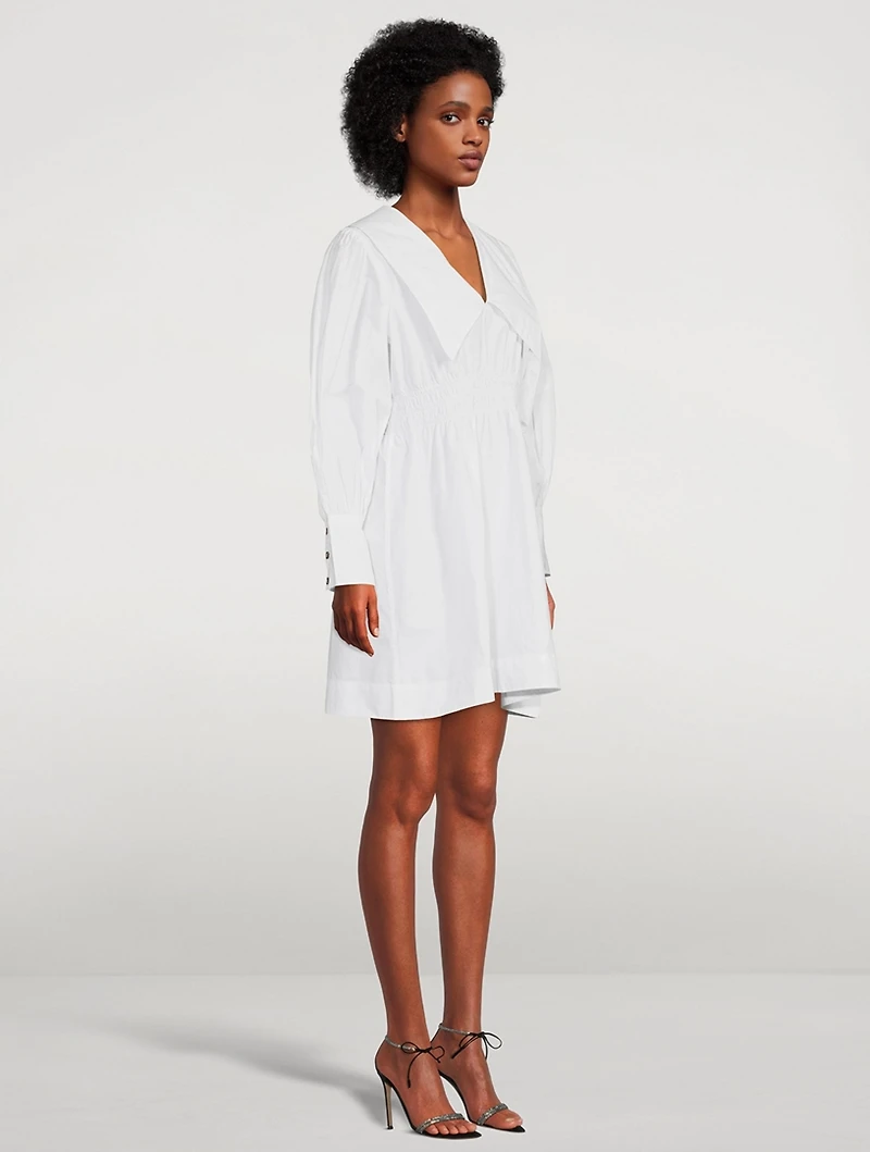Cotton Poplin Smocked Mini Dress