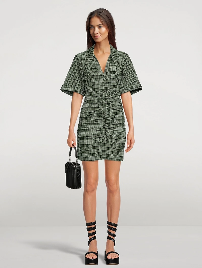 Seersucker Mini Dress Check Print