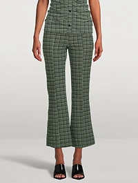 Seersucker Cropped Trousers Check Print