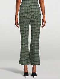 Seersucker Cropped Trousers Check Print