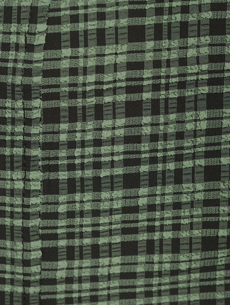 Seersucker Cropped Trousers Check Print