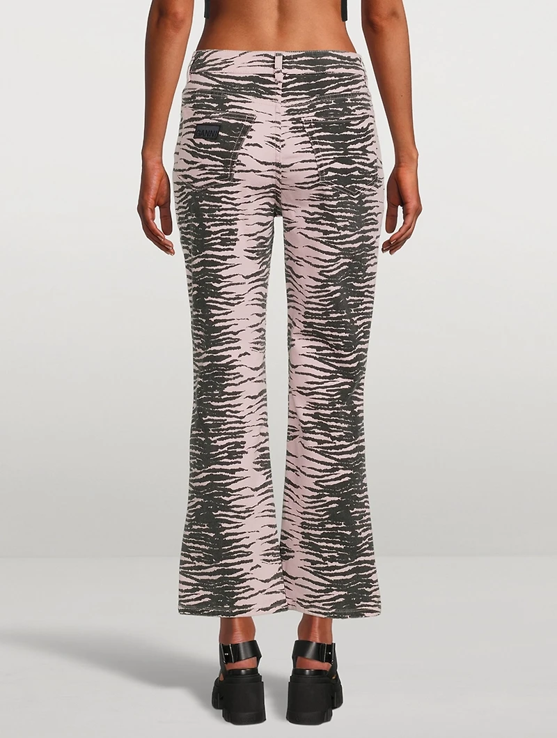 Betzy Cropped Jeans Tiger Stripe Print