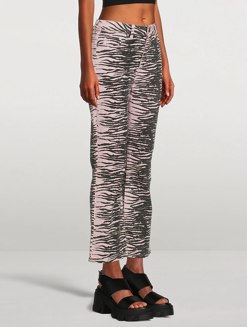 Betzy Cropped Jeans Tiger Stripe Print