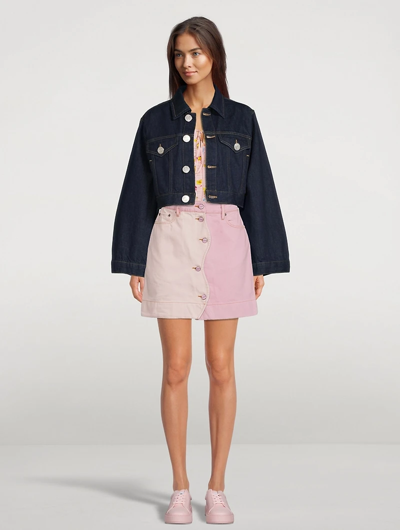 Colourblock Denim Mini Skirt