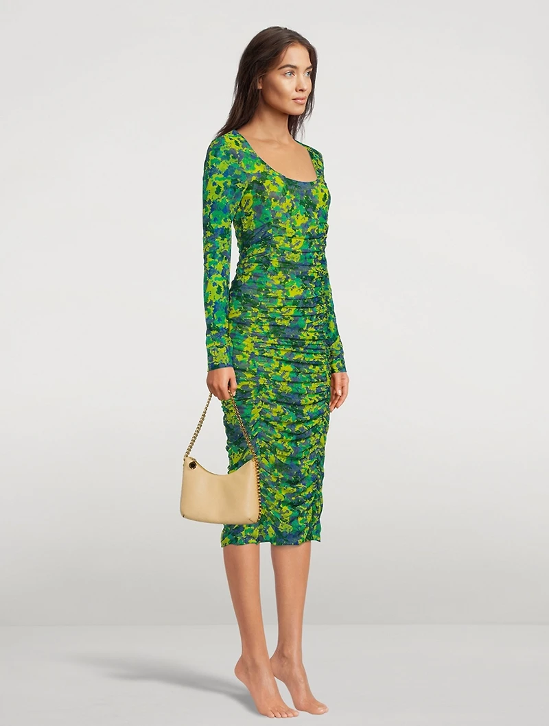 Ruched Midi Dress Floral Print