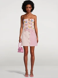 Ruched Mesh Halter Top Floral Print