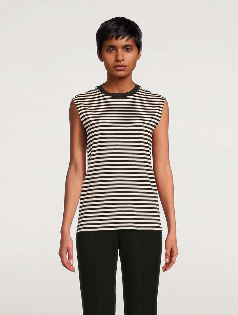 Perfect Cut-Off T-Shirt Stripe Print