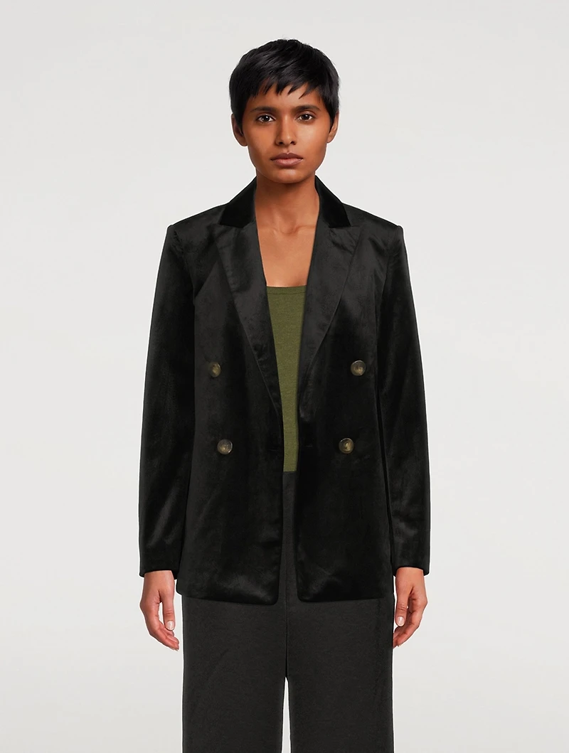 Double-Breasted Velvet Blazer