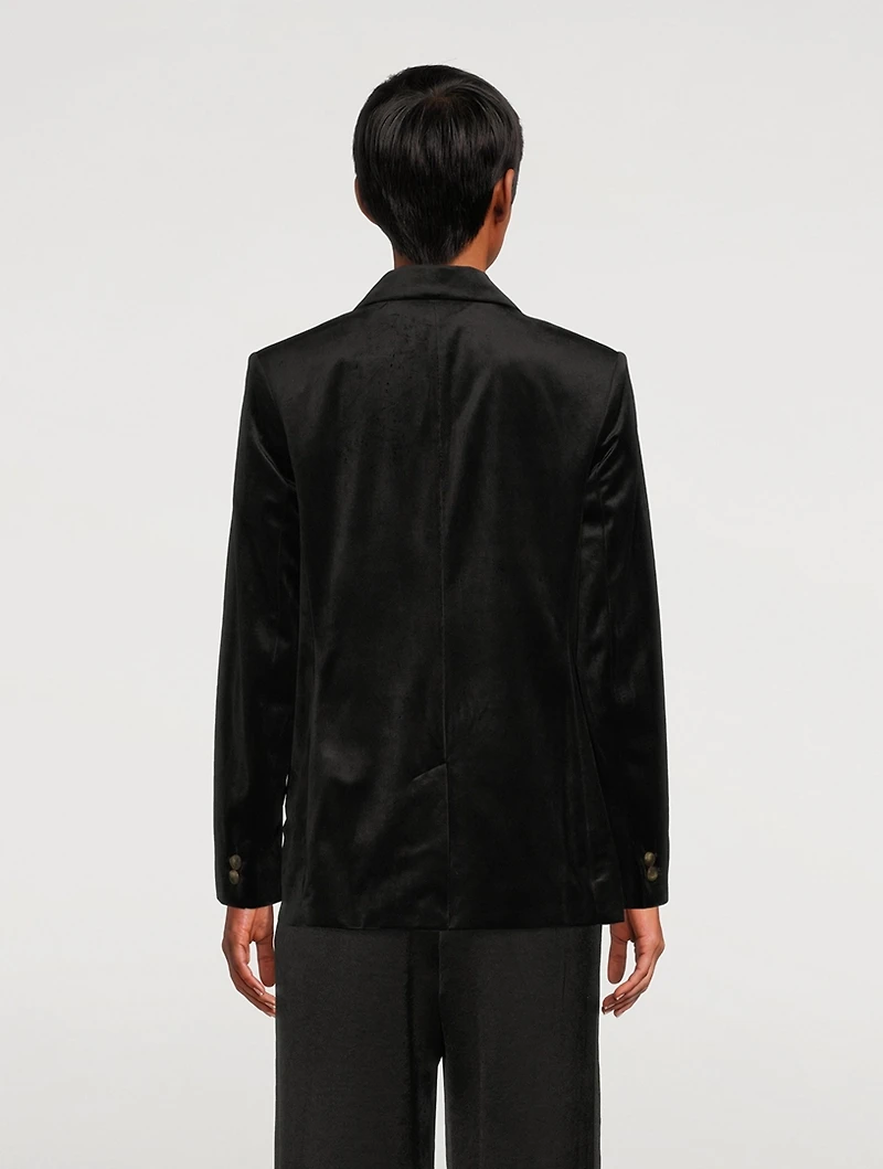 Double-Breasted Velvet Blazer