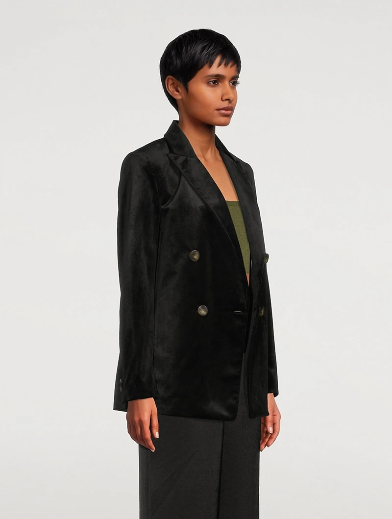Double-Breasted Velvet Blazer