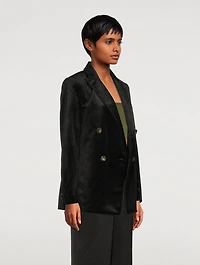 Double-Breasted Velvet Blazer