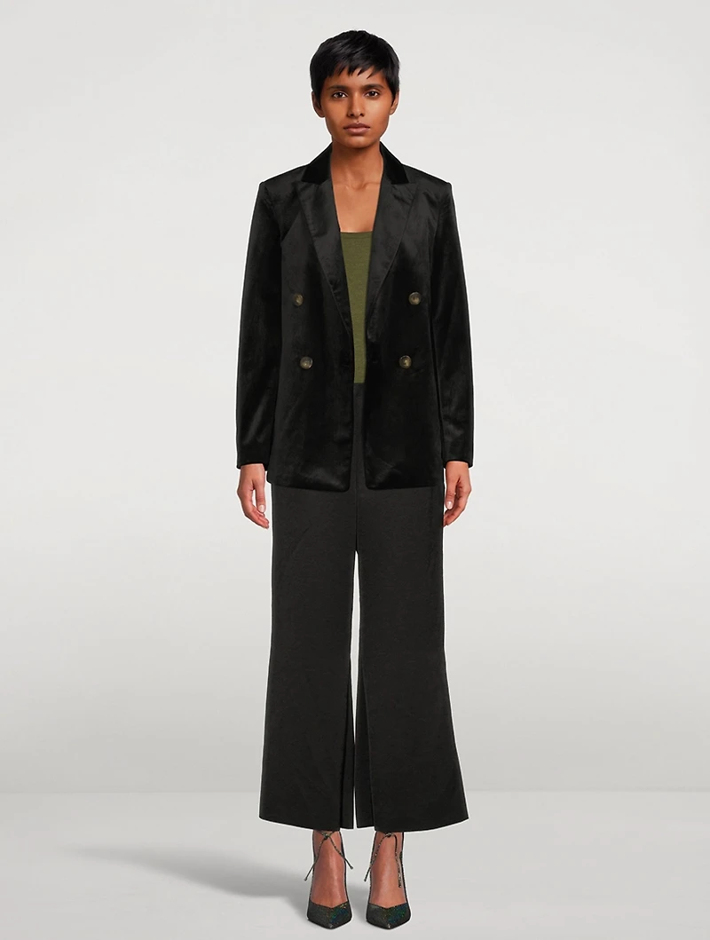 Double-Breasted Velvet Blazer