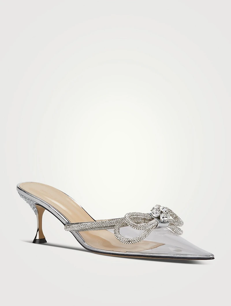 Double Bow Crystal PVC Mules