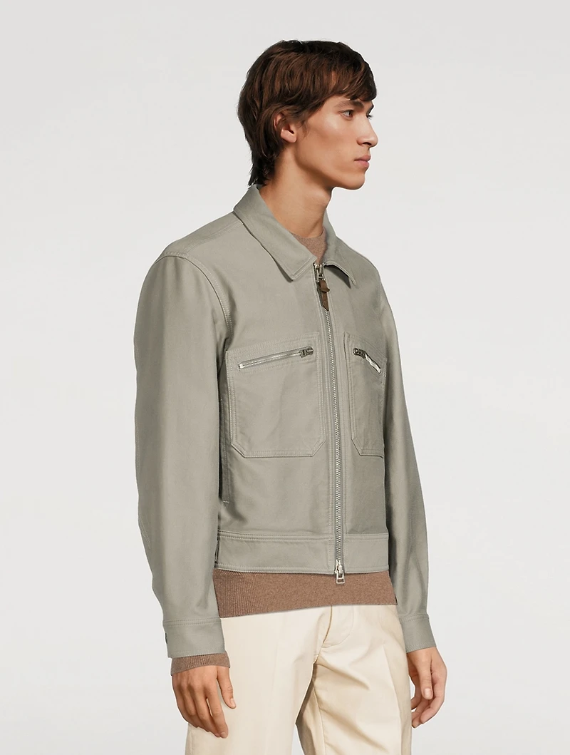 Brushed Cotton Zip Blouson Jacket
