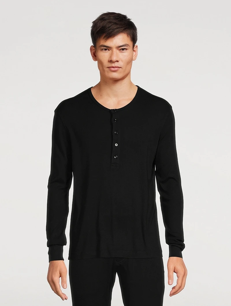 Cotton-Blend Henley Shirt