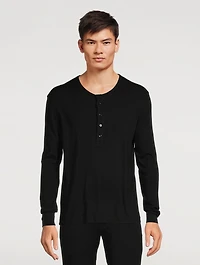 Cotton-Blend Henley Shirt