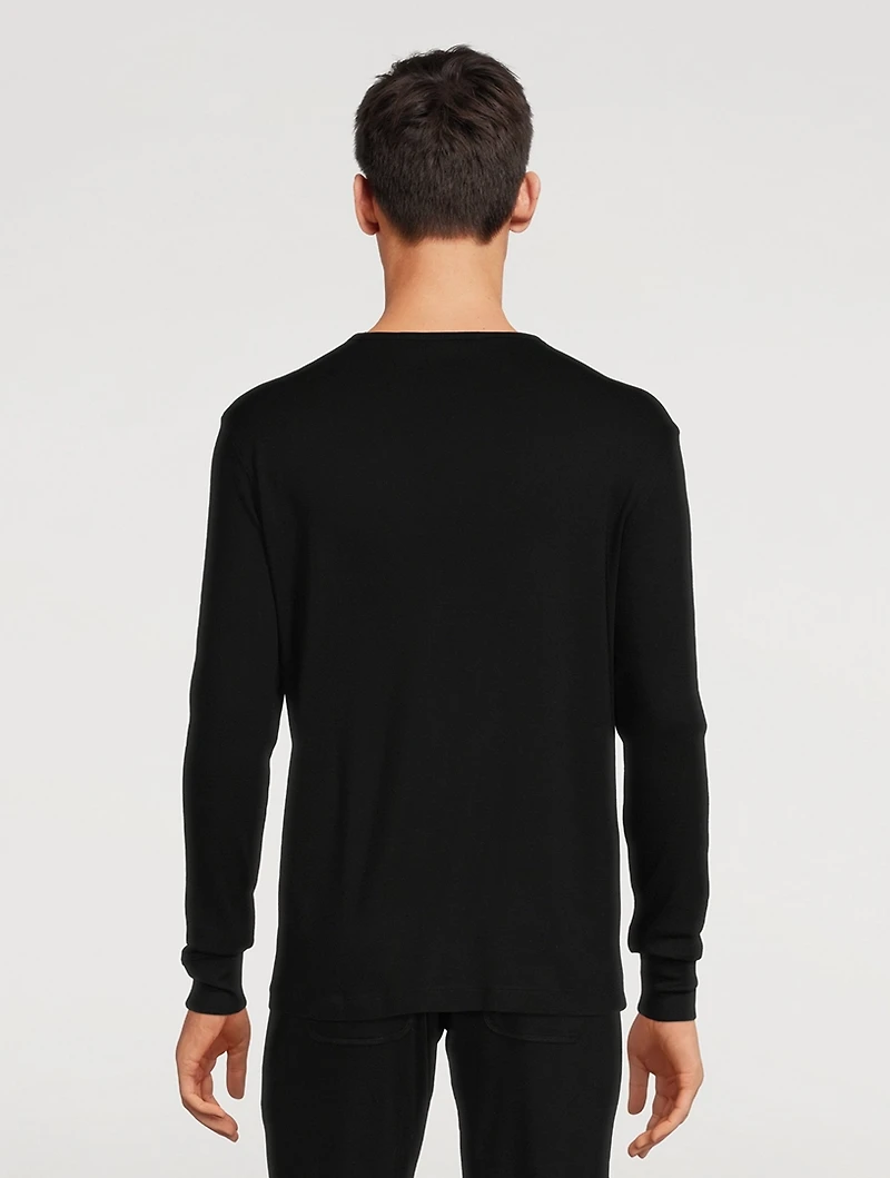 Cotton-Blend Henley Shirt