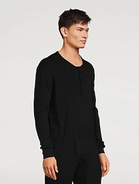 Cotton-Blend Henley Shirt