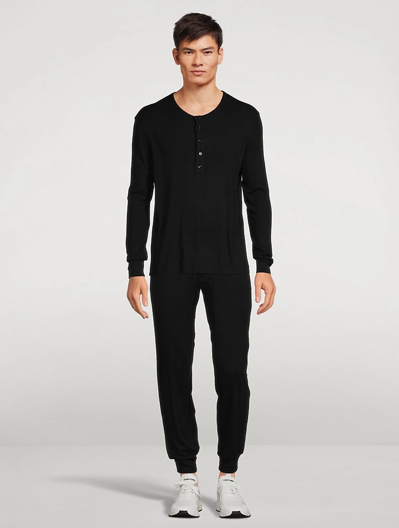 Cotton-Blend Henley Shirt