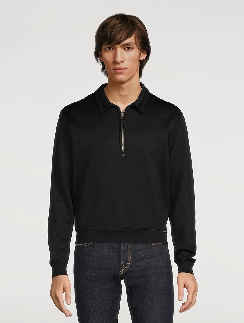 Cotton-Blend Jersey Pullover Sweater