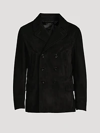 Suede Double-Breasted Coat