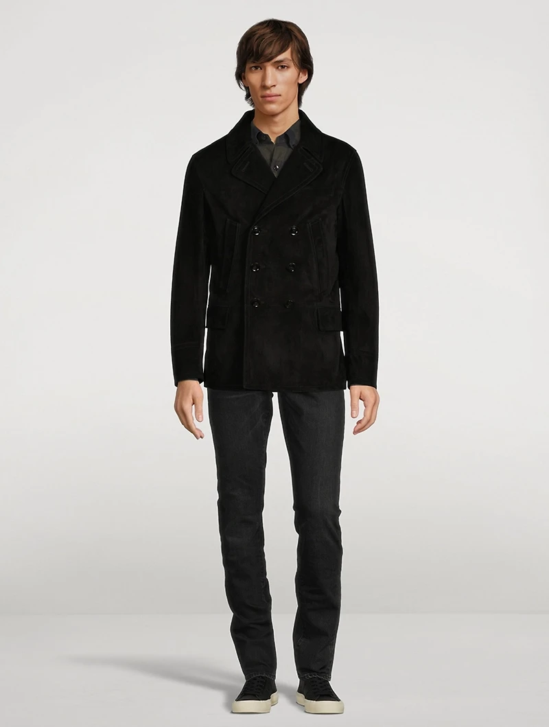 Suede Double-Breasted Coat