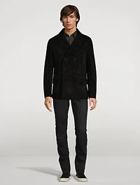 Suede Double-Breasted Coat
