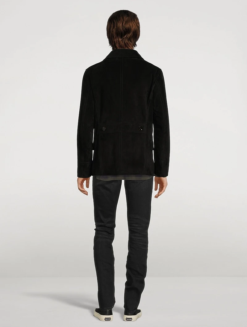Suede Double-Breasted Coat