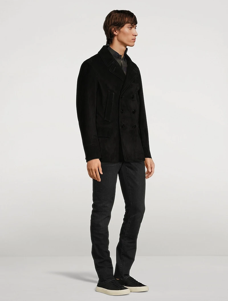 Suede Double-Breasted Coat