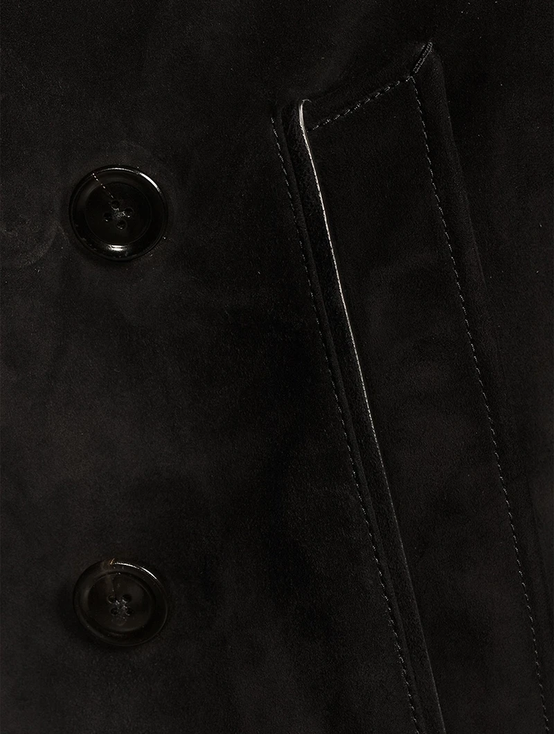 Suede Double-Breasted Coat
