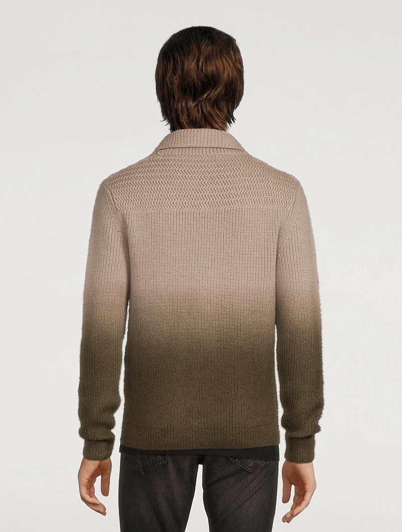 Wool Mohair And Silk Dip-Dye Cardigan