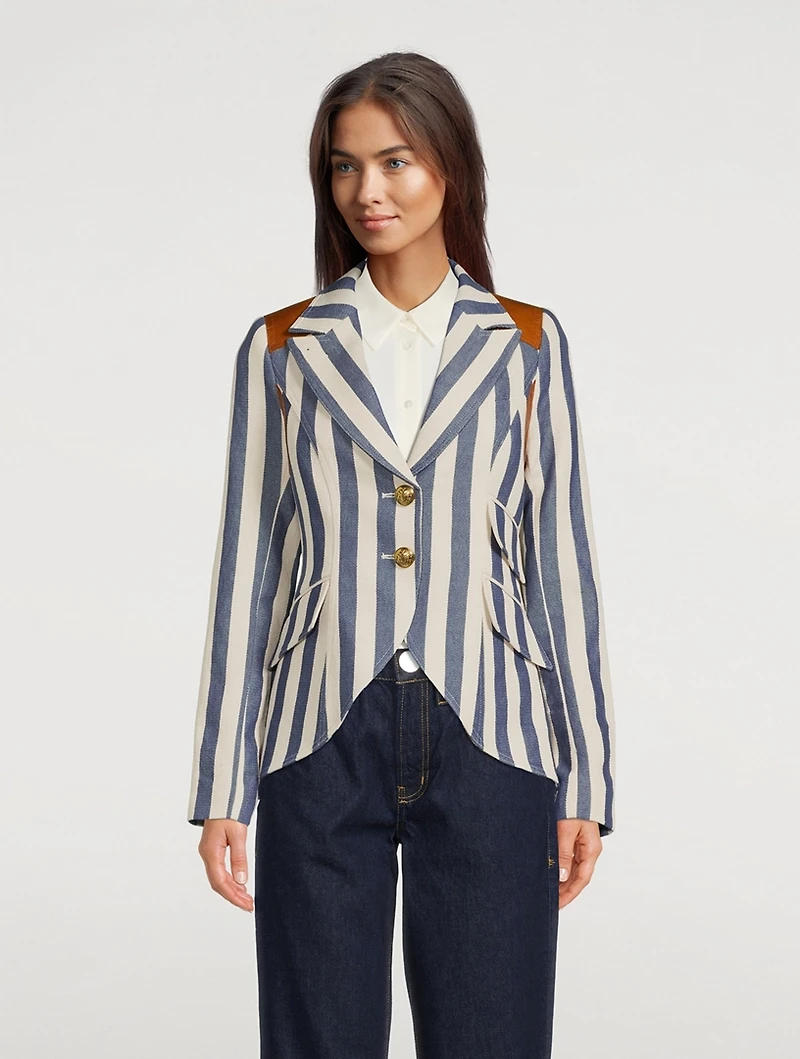 Rifle-Patch Equestrian Blazer Stripe Print