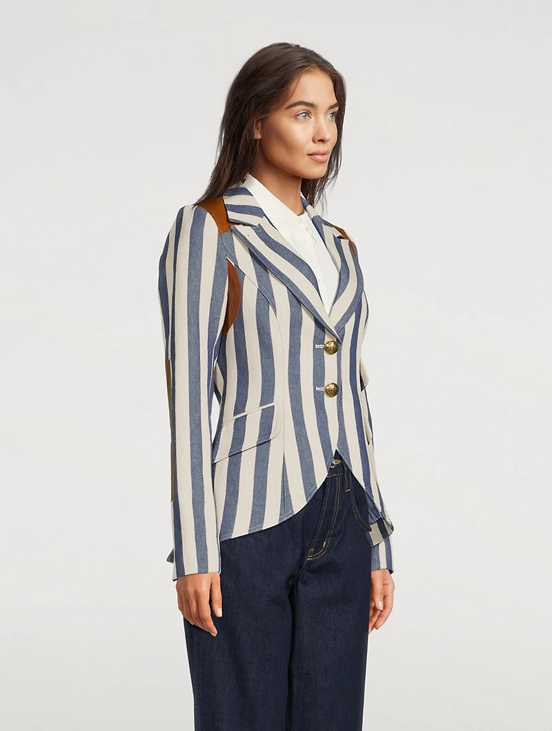 Rifle-Patch Equestrian Blazer Stripe Print