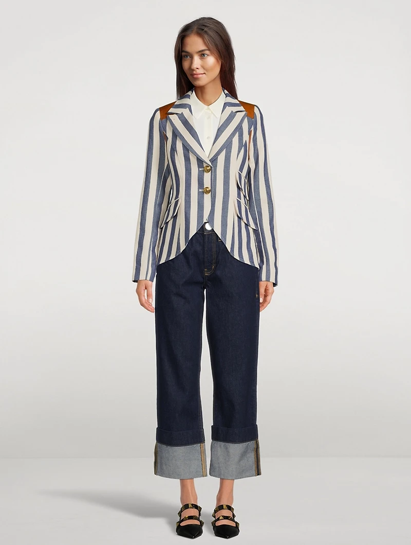Rifle-Patch Equestrian Blazer Stripe Print