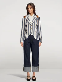 Rifle-Patch Equestrian Blazer Stripe Print