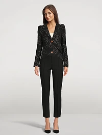 Pouf-Sleeve Blazer Floral Print