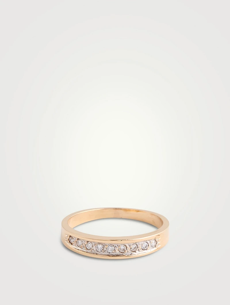 Vintage 14K Gold Half Eternity Ring With Diamonds