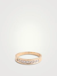 Vintage 14K Gold Half Eternity Ring With Diamonds