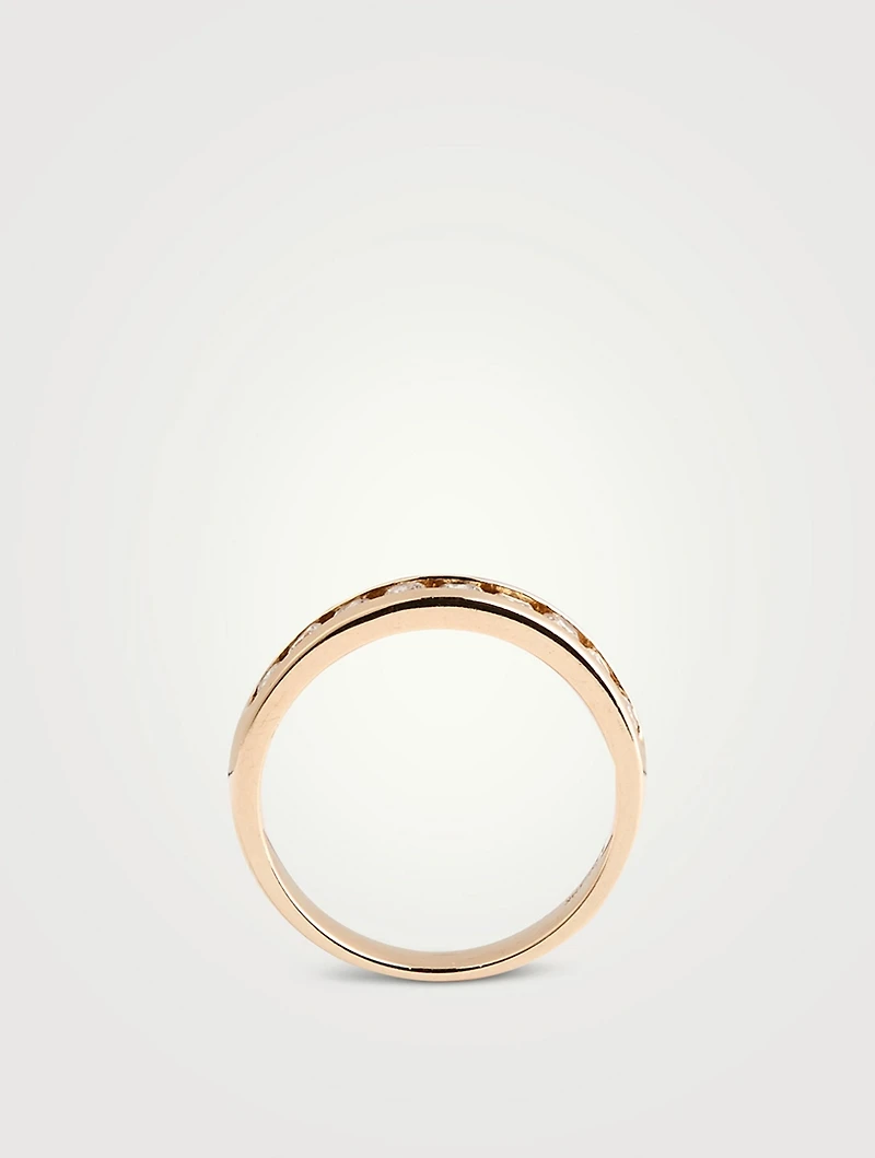 Vintage 14K Gold Half Eternity Ring With Diamonds