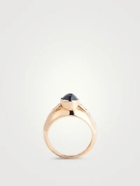 Estate 14K Gold Sapphire Dome Ring With Diamonds