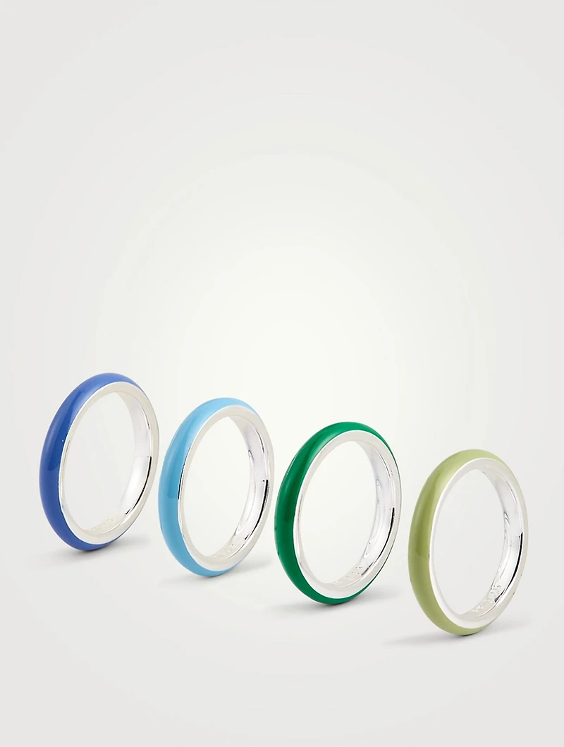 Set Of Four Cool Enamel Stacking Rings