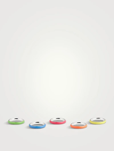 Set Of Five Neon Enamel Stacking Rings