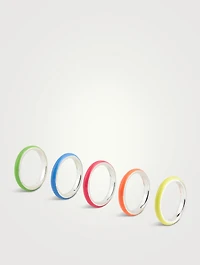Set Of Five Neon Enamel Stacking Rings