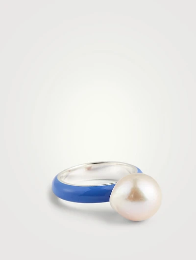 Enamel Baroque Pearl Ring