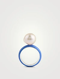Enamel Baroque Pearl Ring