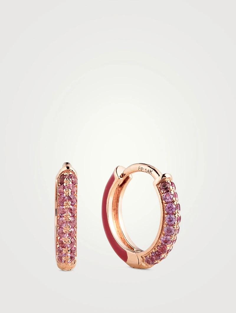 Sparkle Pavé Huggie Earrings With Sapphire