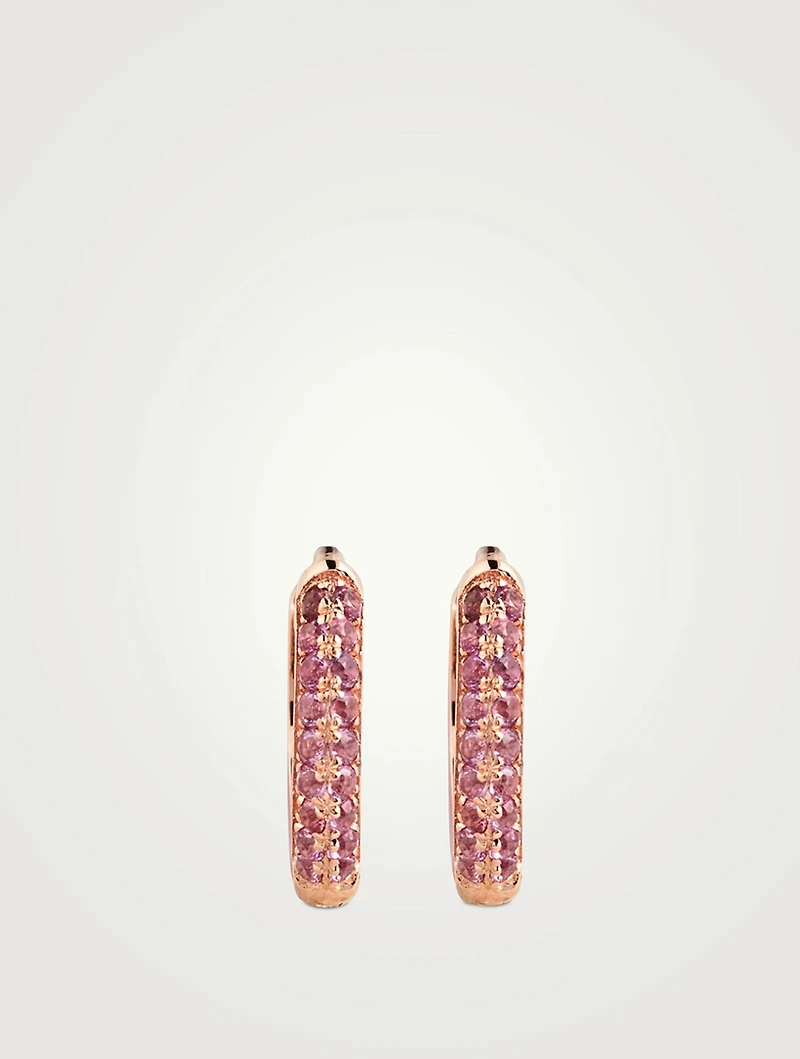Sparkle Pavé Huggie Earrings With Sapphire