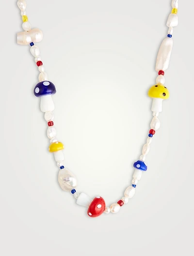 Primary Shroom Necklace With Pearls
