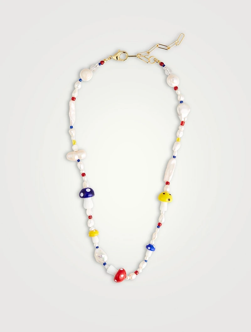 Primary Shroom Necklace With Pearls
