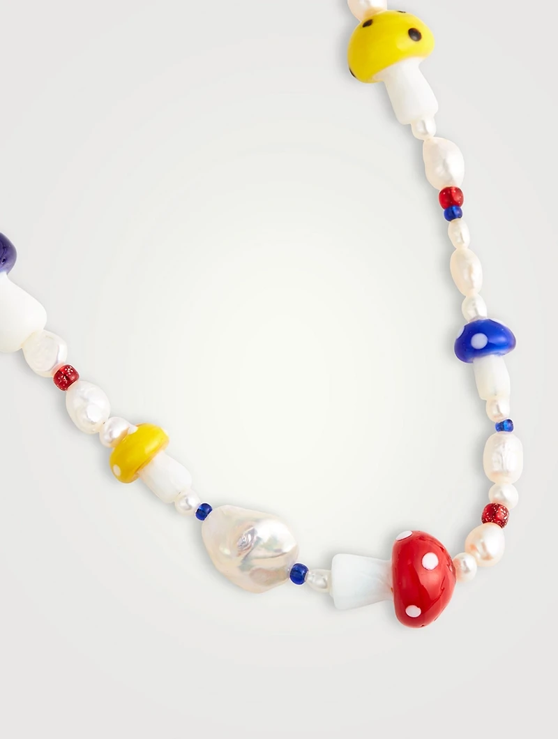 Primary Shroom Necklace With Pearls